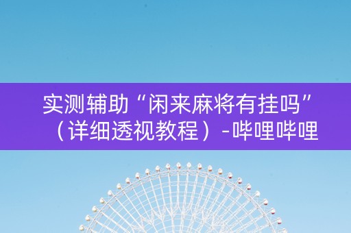 实测辅助“闲来麻将有挂吗”（详细透视教程）-哔哩哔哩