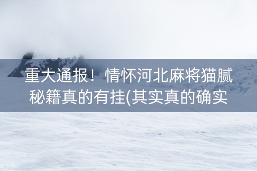 重大通报！情怀河北麻将猫腻秘籍真的有挂(其实真的确实有挂)