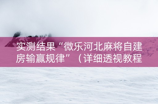 实测结果“微乐河北麻将自建房输赢规律”（详细透视教程）-哔哩哔哩