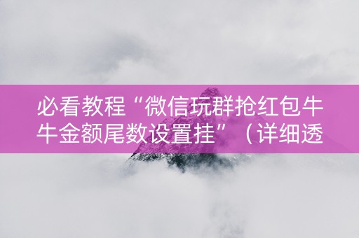 必看教程“微信玩群抢红包牛牛金额尾数设置挂”（详细透视教程）-哔哩哔哩