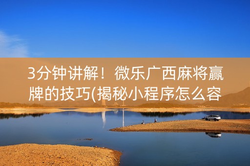 3分钟讲解！微乐广西麻将赢牌的技巧(揭秘小程序怎么容易赢)
