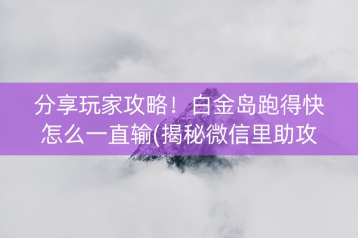 分享玩家攻略！白金岛跑得快怎么一直输(揭秘微信里助攻神器)