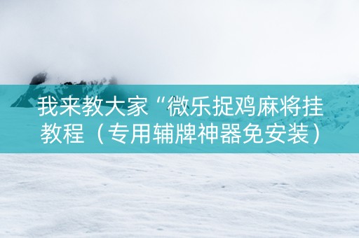 我来教大家“微乐捉鸡麻将挂教程（专用辅牌神器免安装）