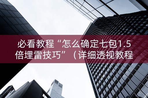 必看教程“怎么确定七包1.5倍埋雷技巧”（详细透视教程）-哔哩哔哩