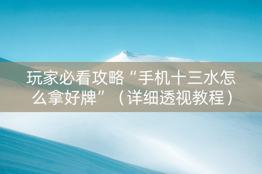 玩家必看攻略“手机十三水怎么拿好牌”（详细透视教程）-哔哩哔哩