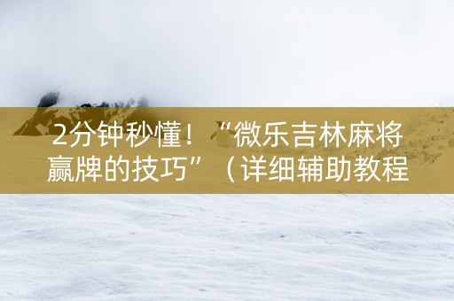 2分钟秒懂！“微乐吉林麻将赢牌的技巧”（详细辅助教程）-哔哩哔哩