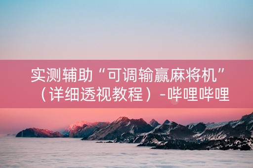 实测辅助“可调输赢麻将机”（详细透视教程）-哔哩哔哩