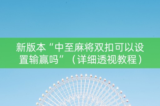 新版本“中至麻将双扣可以设置输赢吗”（详细透视教程）-哔哩哔哩