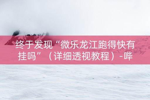 终于发现“微乐龙江跑得快有挂吗”（详细透视教程）-哔哩哔哩