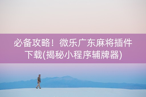 必备攻略！微乐广东麻将插件下载(揭秘小程序辅牌器)