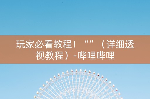 玩家必看教程！“”（详细透视教程）-哔哩哔哩