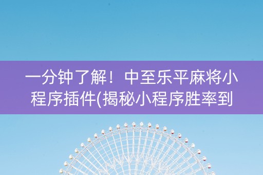 一分钟了解！中至乐平麻将小程序插件(揭秘小程序胜率到哪调)