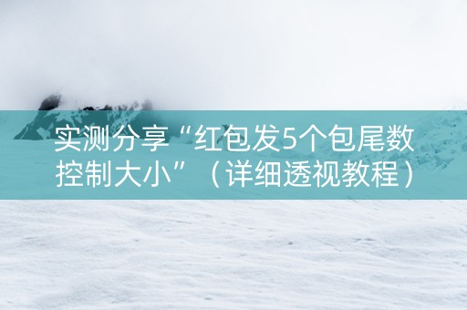实测分享“红包发5个包尾数控制大小”（详细透视教程）-哔哩哔哩