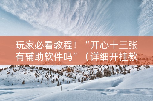 玩家必看教程！“开心十三张有辅助软件吗”（详细开挂教程）-哔哩哔哩