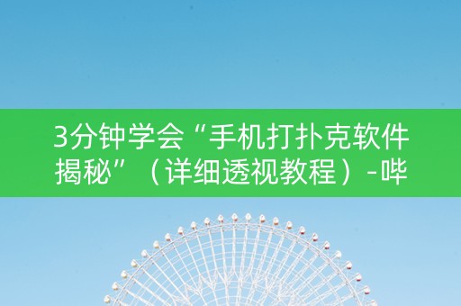 3分钟学会“手机打扑克软件揭秘”（详细透视教程）-哔哩哔哩
