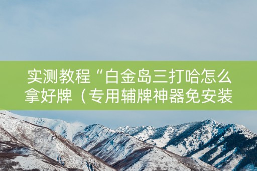 实测教程“白金岛三打哈怎么拿好牌（专用辅牌神器免安装）