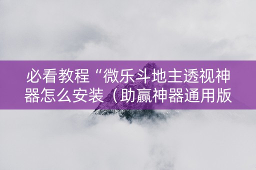 必看教程“微乐斗地主透视神器怎么安装（助赢神器通用版）