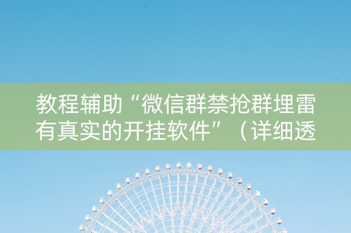 教程辅助“微信群禁抢群埋雷有真实的开挂软件”（详细透视教程）-哔哩哔哩