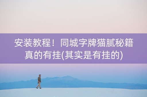 安装教程！同城字牌猫腻秘籍真的有挂(其实是有挂的)