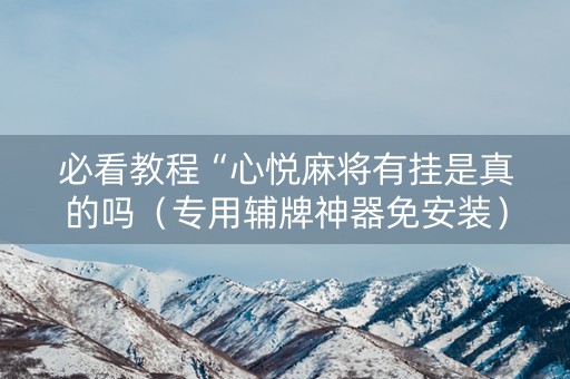 必看教程“心悦麻将有挂是真的吗（专用辅牌神器免安装）