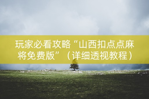 玩家必看攻略“山西扣点点麻将免费版”（详细透视教程）-哔哩哔哩