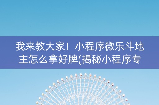 我来教大家！小程序微乐斗地主怎么拿好牌(揭秘小程序专用神器)