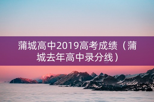 蒲城高中2019高考成绩（蒲城去年高中录分线）