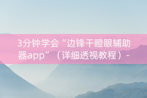 3分钟学会“边锋干瞪眼辅助器app”（详细透视教程）-哔哩哔哩