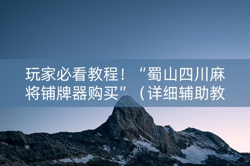 玩家必看教程！“蜀山四川麻将铺牌器购买”（详细辅助教程）-哔哩哔哩