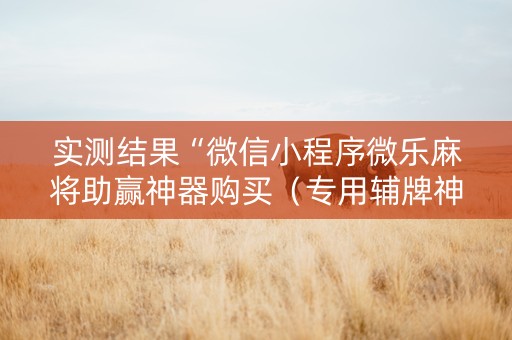 实测结果“微信小程序微乐麻将助赢神器购买（专用辅牌神器免安装）