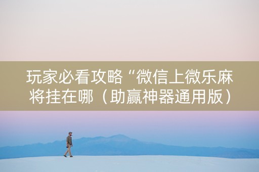 玩家必看攻略“微信上微乐麻将挂在哪（助赢神器通用版）