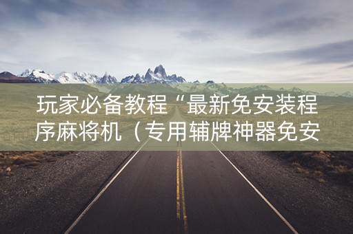 玩家必备教程“最新免安装程序麻将机（专用辅牌神器免安装）