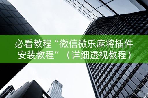 必看教程“微信微乐麻将插件安装教程”（详细透视教程）-哔哩哔哩