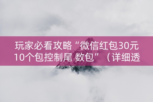 玩家必看攻略“微信红包30元10个包控制尾 数包”（详细透视教程）-哔哩哔哩