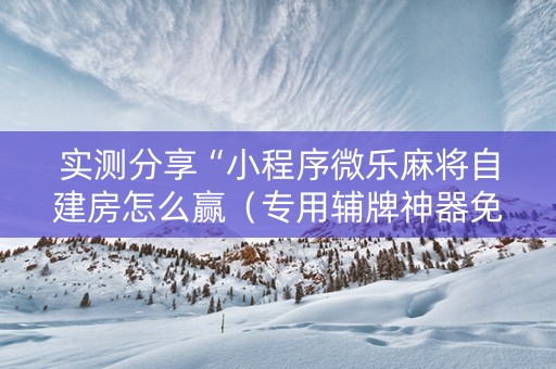 实测分享“小程序微乐麻将自建房怎么赢（专用辅牌神器免安装）