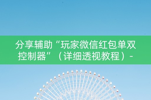分享辅助“玩家微信红包单双控制器”（详细透视教程）-哔哩哔哩