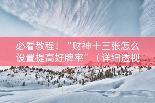 必看教程！“财神十三张怎么设置提高好牌率”（详细透视教程）-哔哩哔哩