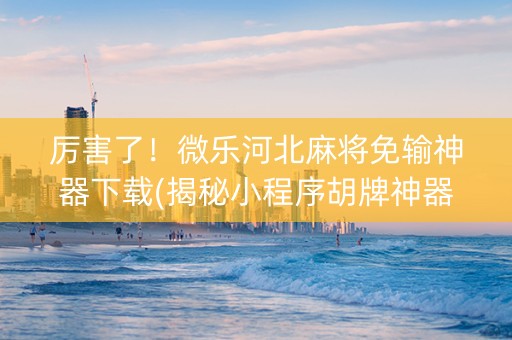 厉害了！微乐河北麻将免输神器下载(揭秘小程序胡牌神器)