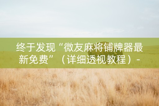 终于发现“微友麻将铺牌器最新免费”（详细透视教程）-哔哩哔哩
