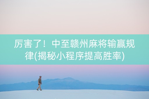厉害了！中至赣州麻将输赢规律(揭秘小程序提高胜率)