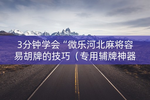 3分钟学会“微乐河北麻将容易胡牌的技巧（专用辅牌神器免安装）