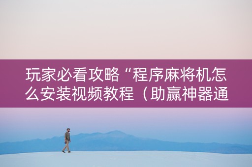 玩家必看攻略“程序麻将机怎么安装视频教程（助赢神器通用版）