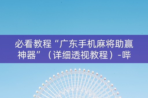 必看教程“广东手机麻将助赢神器”（详细透视教程）-哔哩哔哩