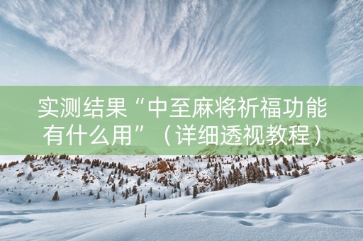 实测结果“中至麻将祈福功能有什么用”（详细透视教程）-哔哩哔哩