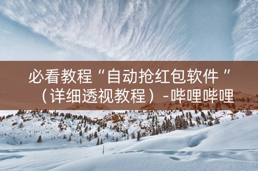 必看教程“自动抢红包软件 ”（详细透视教程）-哔哩哔哩