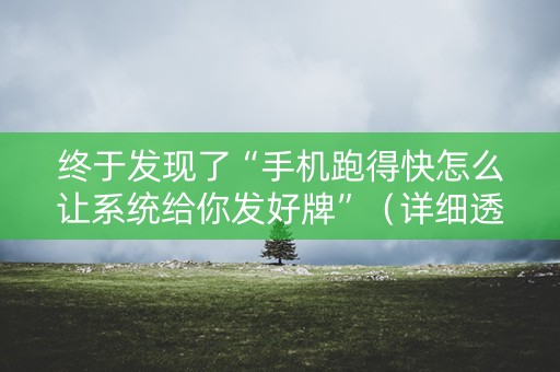 终于发现了“手机跑得快怎么让系统给你发好牌”（详细透视教程）-哔哩哔哩