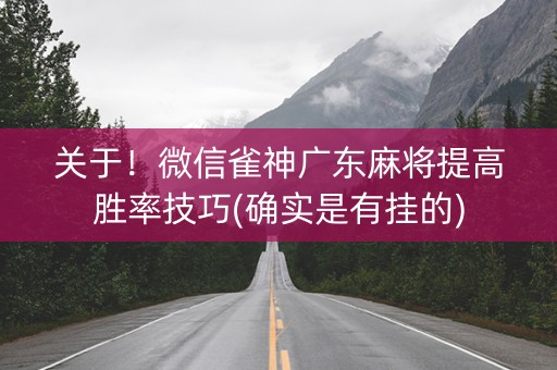 关于！微信雀神广东麻将提高胜率技巧(确实是有挂的)