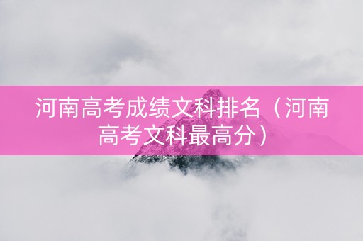 河南高考成绩文科排名（河南高考文科最高分）