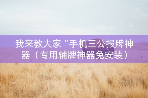 我来教大家“手机三公报牌神器（专用辅牌神器免安装）