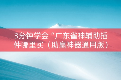 3分钟学会“广东雀神辅助插件哪里买（助赢神器通用版）